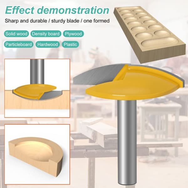 Skaftfräs, hårdmetallbestyckad fräs, 1-3/4\" bredd, 1,65\" radie, 8 mm skaftfräs, för massivt trä och MDF