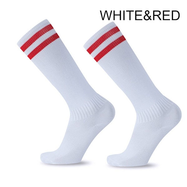 Børn Voksne Fodboldstrømper Knæhøje strømper Sport Fodboldstrømper hvid rød white red EU 30-37