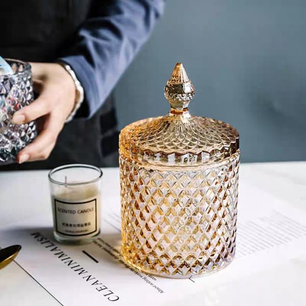 300/600ML glasförvaring konserverad diamant godisbox TRANSPARENT transparent 600ml-600ml transparent 600ml-600ml