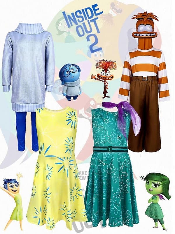 Inside Out 2 Cosplay -asu Naamiaiset Jumpsuit Body Set Anger 180