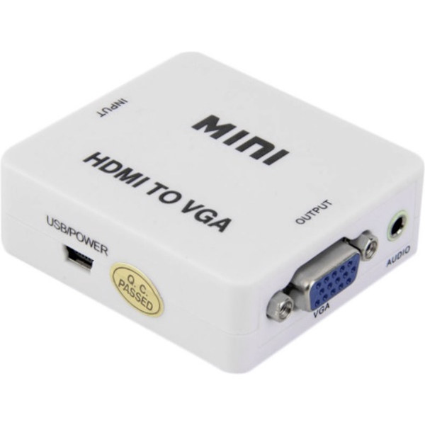 HDMI til VGA + 3,5 mm Jack-konverter / hvid