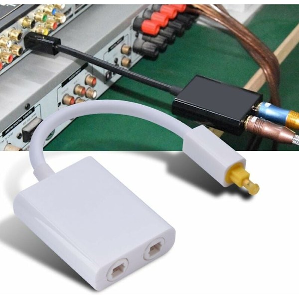 Dual Port Digital Optisk Audio Splitter Tilslut Nemt Flere Komponenter Uden at Skifte Forbindelser Lav Jitter Syntetisk Fiber Optisk Kabel (Hvid)