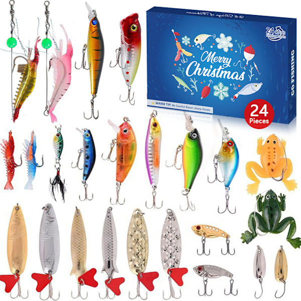 Sex Katter | Julgåva blindbox 24 set hängande räkor våg klättring fiske grupp Amazon jul blindbox 398g 24PCS