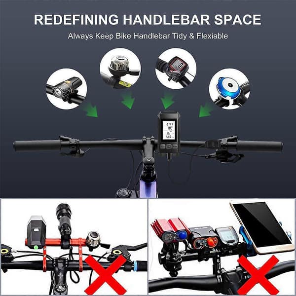 4-i-1 Cykellygte med LCD-display, speedometer og horn, USB-genopladelig cykelcomputer til O