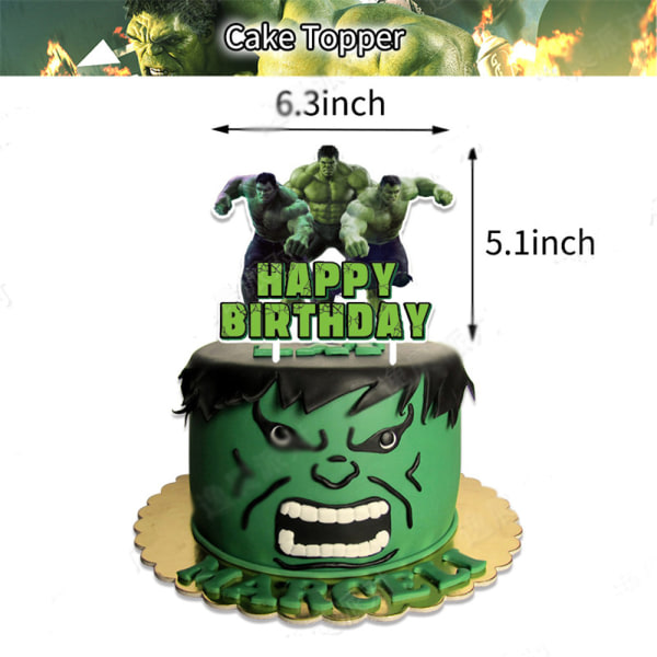 Hulk Bursdagsfest Dekor Banner Ballonger Cupcake Toppers