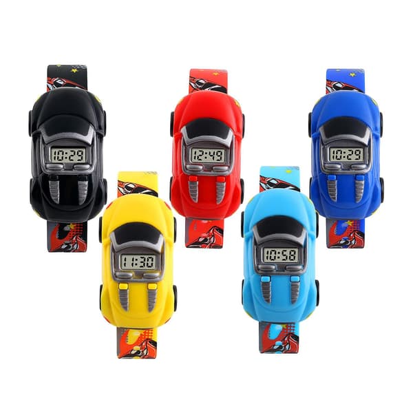Barnklocka Bilmodell Mode Elektronisk Armbandsur Innovativ Bilform Gul Yellow