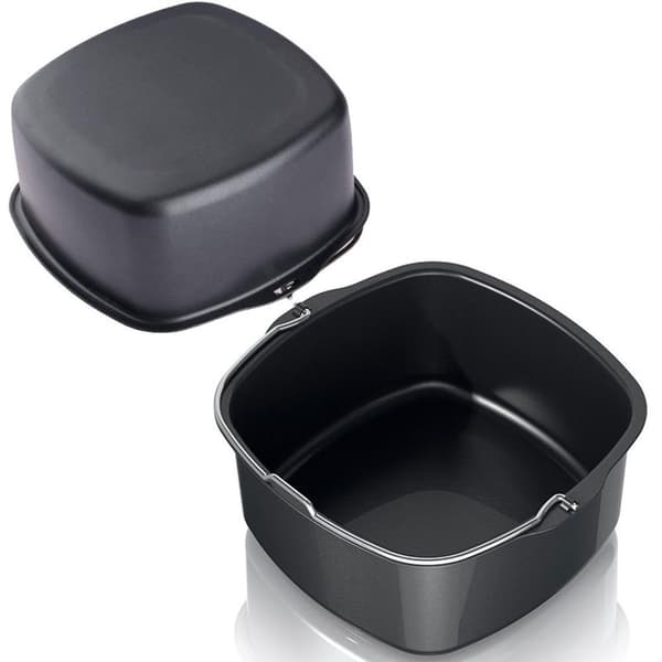 Airfryer kageform, non-stick aluminiumsstål bagekurv, ovn- og mikrobølgesikker, til hjemmekøkkenbagning, sort