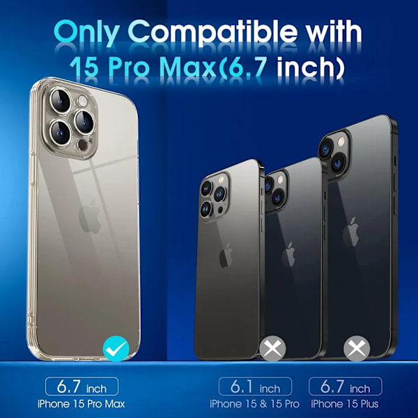 iPhone 15 Pro Max Transparent TPU-skal – Extra kameraskydd iPhone 15 Pro Max iPhone 15 Pro Max