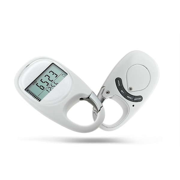 3D Digital Simple Walking Distance Clip-On Pedometer med Clip Pedometer med Memory Walking - Hvid