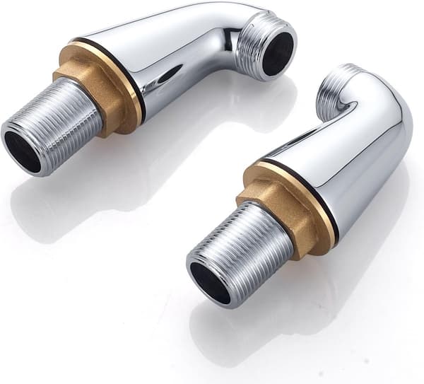 Badekararmatur til badekar, standard badekararmatur, brusesøjle, adapterfødder, forlænger, massiv messinghus, kromfinish, G3/4