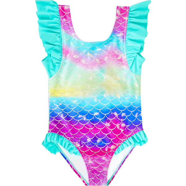 Girls Swimsuit, Mermaid One Piece Swimwear, Kids School Swimwear 4-10 Years