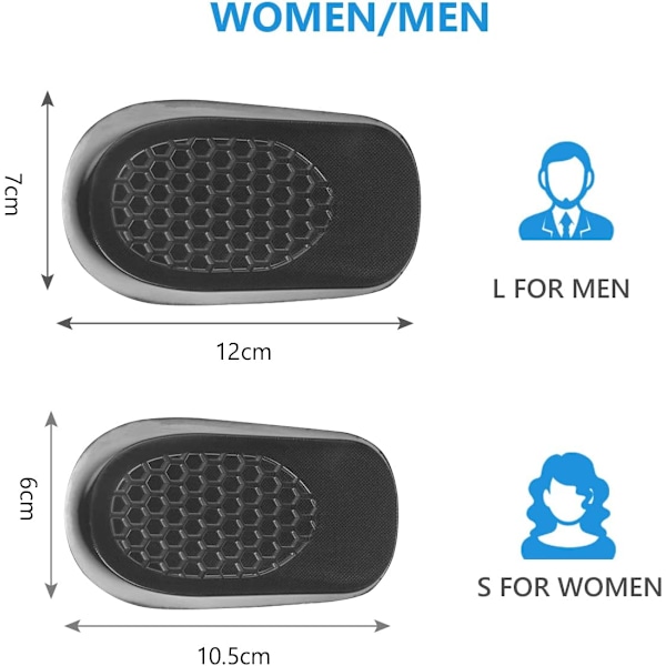 2 par höjdökande innersulor, höjdökande häl innersulor, osynliga skoinlägg, unisex oked elastisk skosula (1,5 cm, L) Blah L(1.5cm)