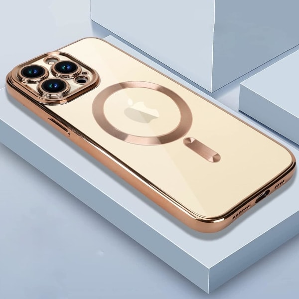 IC Case for iPhone 17 Pro Max Case [kompatibel med MagSafe] Kameralinsebeskyttelse Forgylt Luksusdeksel for kvinner menn Klar Myk - Lilla