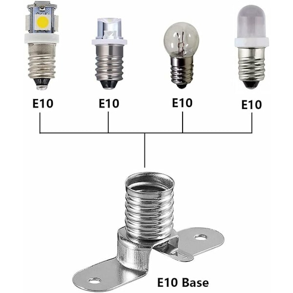 E10 LED-lampor Lampsockelbas, 10 st Skruvmonterade lamphållare för hemexperiment Krets Elektriska testtillbehör