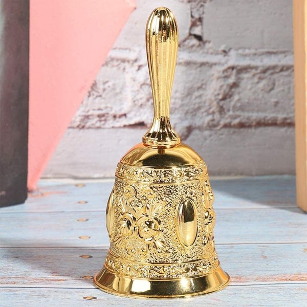 IC Håndklokke, klassisk zinklegering Kaldeklokke Traditionelt håndtag Guld