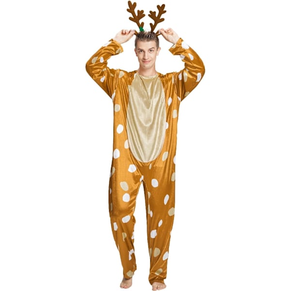 Adult pure costume Christmas deer fine dress outfit women men animal costume with antlers headband