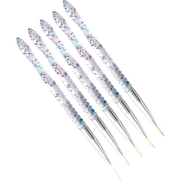 5 st 7/9/11/15/20mm Nagelkonst Penselset, Akryl Kristall Liner Pensel Nagelkonst Nylon Penselhuvud Nagelverktyg för DIY Design