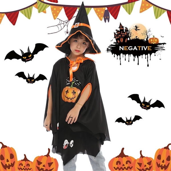Halloween-flaggermus for barn, egnet for Halloween-barn, jenter og gutter., Svart 2, L