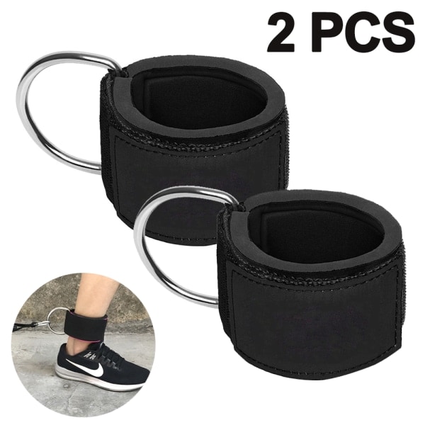 IC 2 stk. Fodremme Ankelmanchetter med D-ring til fitnesscenter Sort