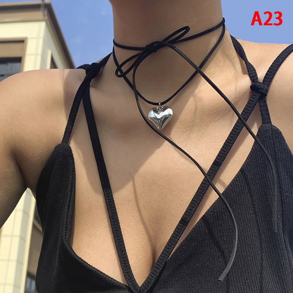 Överdrivet stort hjärta hänge Choker halsband gotisk svart sammat A23