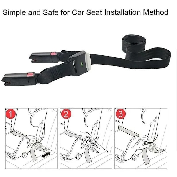 Isofix-strop til generel autostol, Isofix-sele Ltuikhq Betjening med én knap Blød polyester Sort 1,6 m Styrke 15000N..DEBUNS