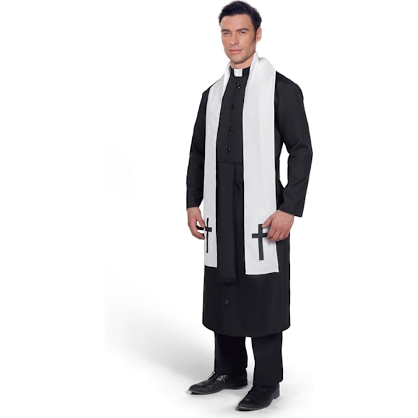 Sort præstekjole til voksne, præstekostume til Halloween, fest, cosplay (stor) svart L