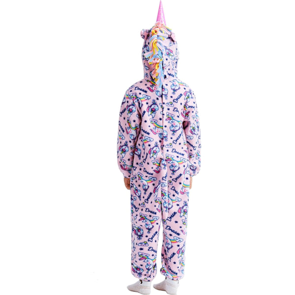 Enhörning Pyjamas för Barn Djursovkläder Toddler Flickor Flanell Romper Full för Halloween Födelsedagsfest Rosa