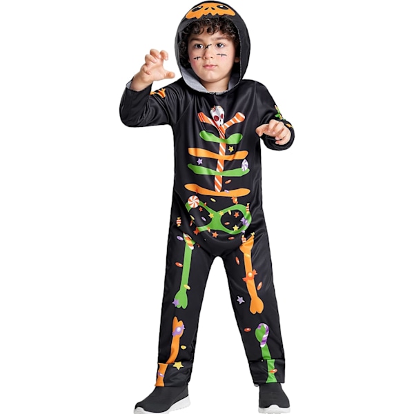 Skelett Jumpsuit Barn Vuxen 3D Tryckt Ben Halloween Kostym Skalle Ut För Rollspel Party bensocker 2 Jahre