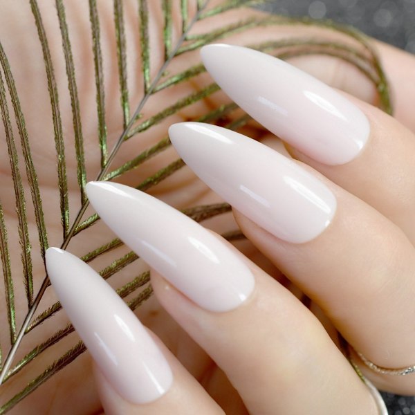 Point Stiletto Naglar Extra Långa Nude Naturliga Artificiella Nagelkonst Tips för Finger Dekoration Ren Färg Manikyr Tillbehör Z751