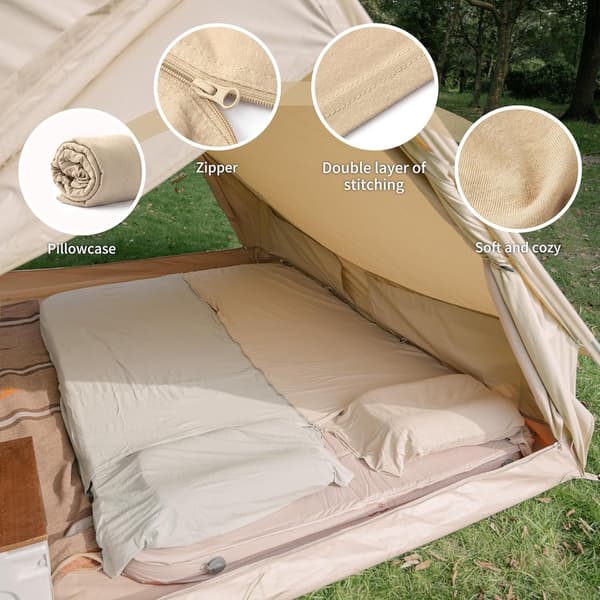Sovsäckslakan i bomull med kuddficka, lätt hopfällbart reselakan för camping vandrarhem vandring, 210x75cm beige