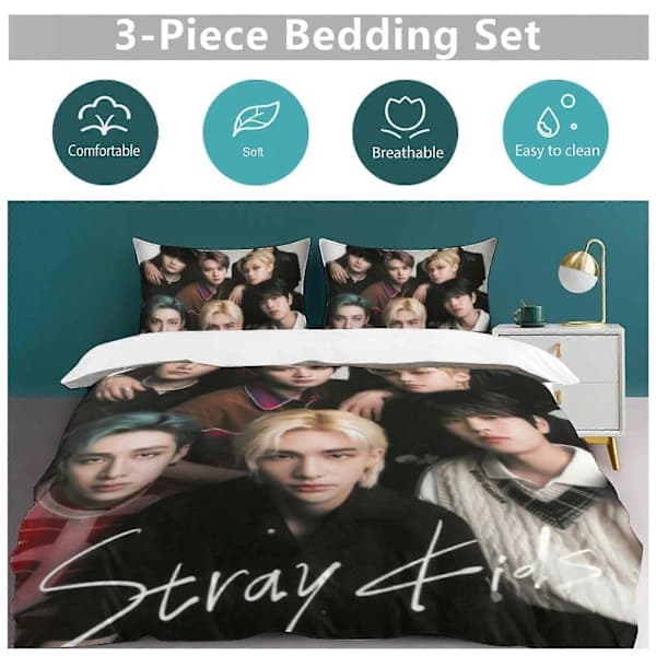 K Pop Demon Hunters 3D Bedding Set Microfiber Breathable Duvet Cover Pillowcase - 135*200cm