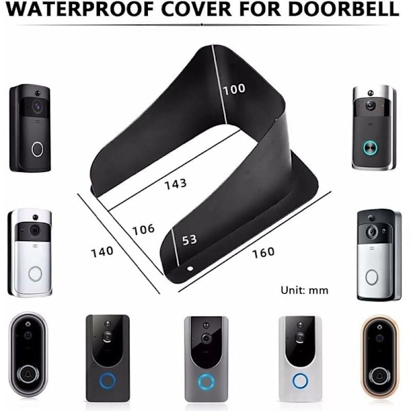 Dörrklocksskydd, Vattentätt Metallskydd Trådlös Dörrklocka för Videokamera, Knappklocka, Trådlös Ring Doorbell, från DEBUNS