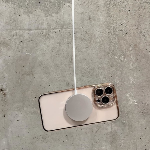 IC Fodral för iPhone 13 Pro Max Magnetiskt Genomskinligt med Kameralinsskydd Fullständigt Skydd MagSafe Elektropläterad Silikon 6,7 tum - Guld