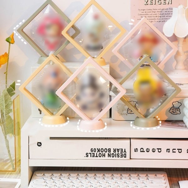 IC 1 stk Anime Figurer Display Case Med Base Klar Plast Blind Bo Sort