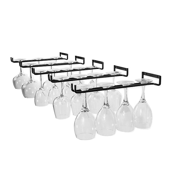5 stk. Vinglassholder for oppbevaring av vinglass, veggmontert kjøkkenoppbevaringsstativ, svart, 11 tommer / 30 cm