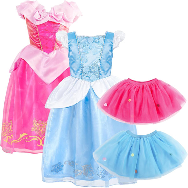 Flickors Prinsessdräkt 6-delad Prinsessakjol Klänning Topp Kjol Outfit Set för Halloween Karneval Fest Födelsedag 3-12 År Gammal 3-4 Jahre