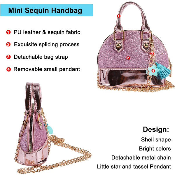 IC Paillet Håndtasker Mini Prinsesse Håndtaske Skalformet Crossbody-taske