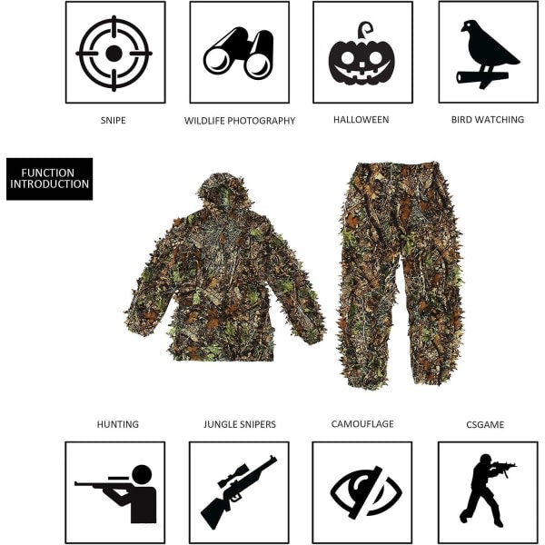 Camo Suits Suits 3d Leaves Woodland Camouflage Kläder Army Sniper Militar
