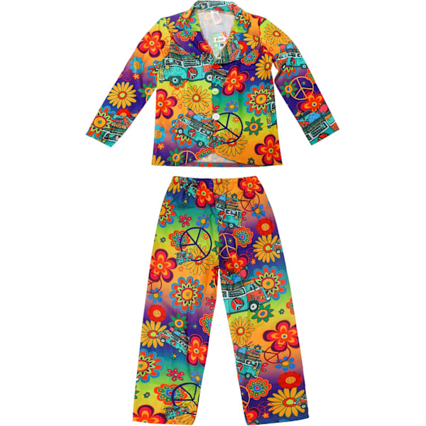 Hippie Kostyme for Menn - Voksen 60- og 70-talls Kostyme - Hippie Topp og Bukser for Maskerade Fest M-XXL XXL