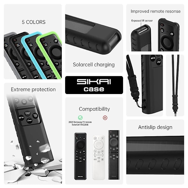 SIKAI Fjärrkontrollskydd för 2023 Solar Charging TM2360E TM2361E Silikonfodral för Samsung BN59-01432A TV-fjärrkontroll