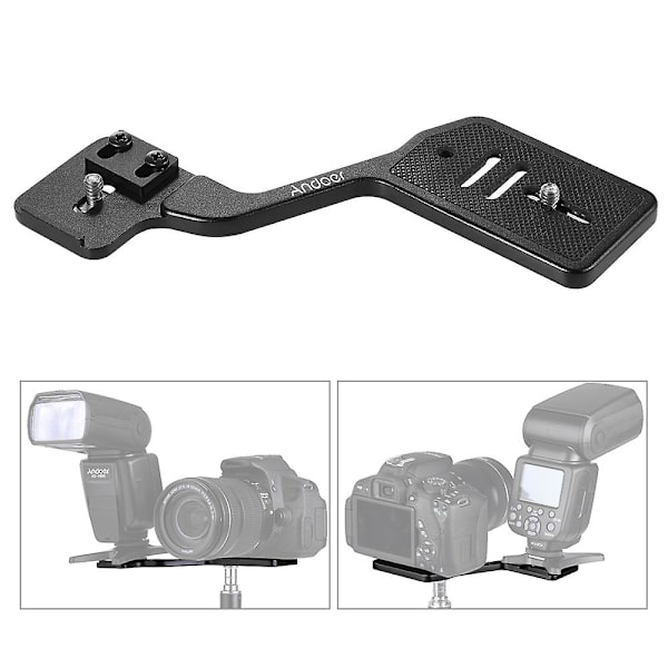 Andoer Universell Aluminiumfäste Hållare för Kamera Speedlite Blixtljus med 1/4\" Skruv för Canon Nikon Sony DSLR Kameror
