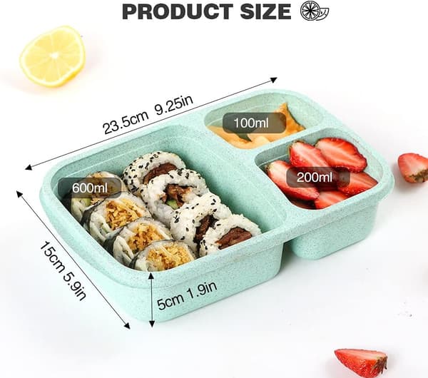 Bento Lunch Boxes 3 Compartment, Kids Lunch Box, Reusable Food Storage Containers