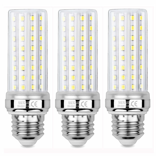 Bitar 20W LED majslampor, 150W ekvivalent glödlampa, 2300LM, 4000K neutral vit, E27 Edison skruvlampor