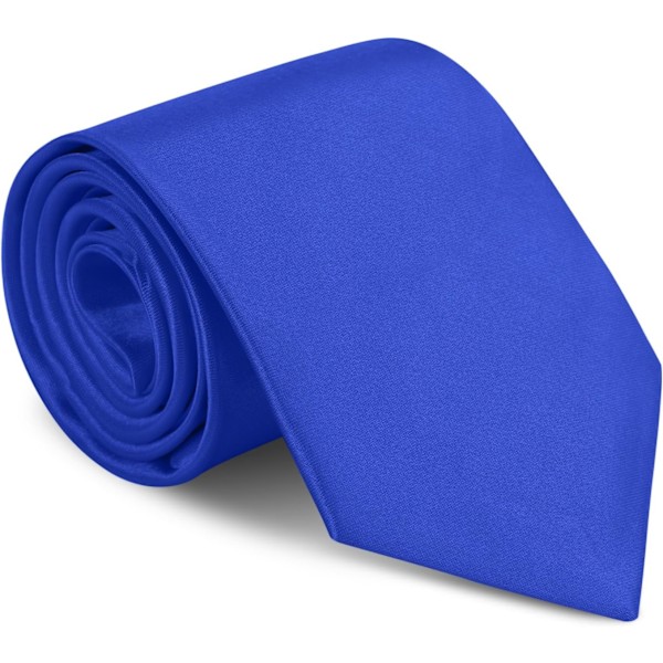 Klassisk ensfarvet satin slips til mænd - Premium slips i ren farve til mænd - Formelle sorte slips til mænd - Business bryllupsfest arbejde slips 8cm Royal blue