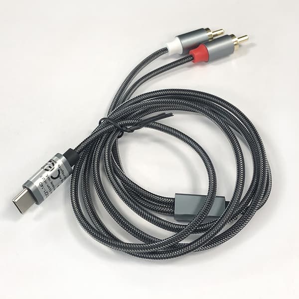 USB-C–2x RCA-stereoliitäntäkaapeli, harmaa, 1,2 m 1.2 m Grey