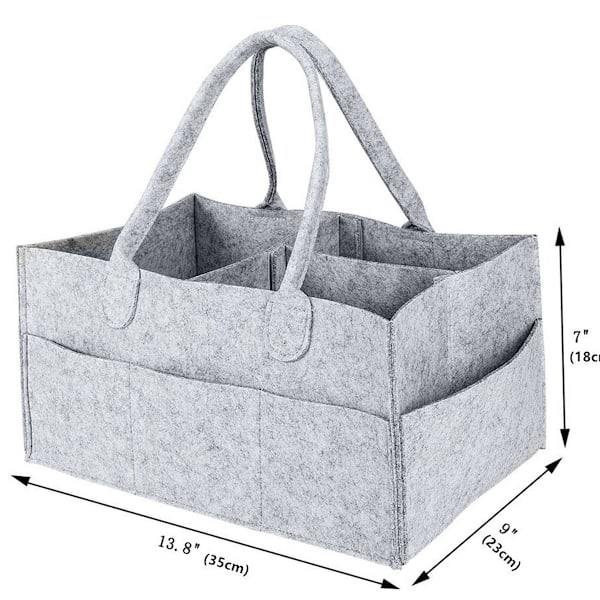 Diaper Caddy Foldable Baby Diaper Organizer, Portable Nursery Storage Bin with Interchangeable Compartments (Light Grey)