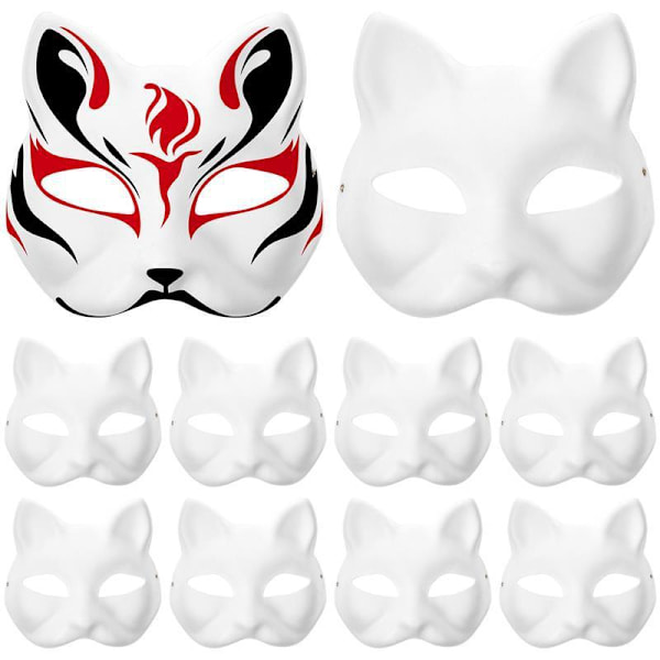 6/10/12 stk. Maske Kattemaske Blanke Masker Hvidt Dyr 6