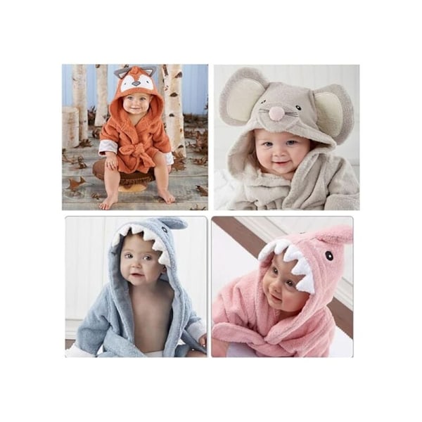 Baby Pojke/Flicka Söt Djur Mjuk Bomull Badrock Med Huva Baby Badhanddukar