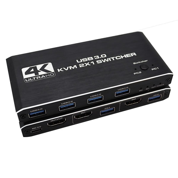 4k Hdcp USB Kvm Switch Hdmi Box Dela 2 enheter Tangentbord USB 3.0