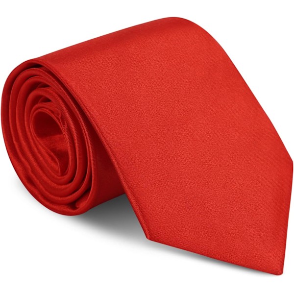 Klassiska enfärgade satinslips för män, premium enfärgade slipsar för män, formella svarta slipsar för män, affärsbröllopsfest, arbetsslips 8 cm RED - Satin